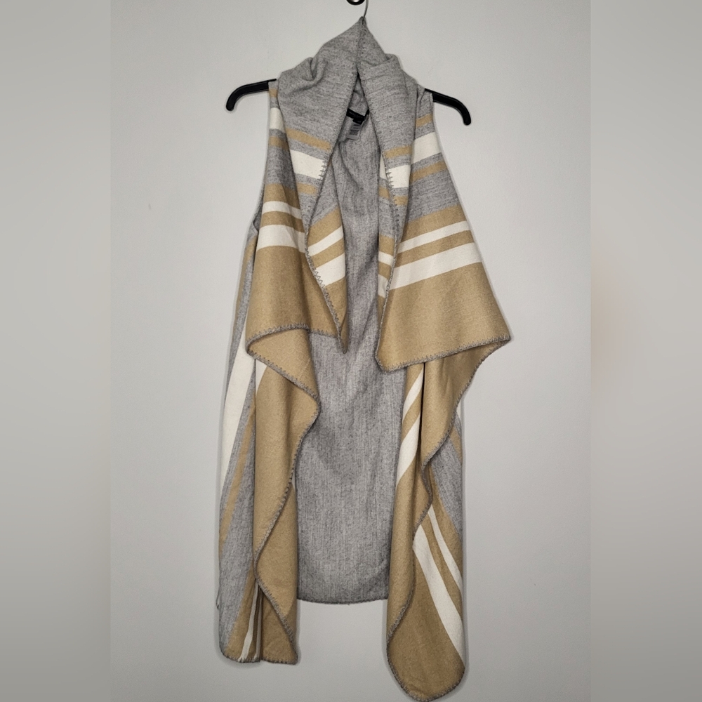 Marc New York Womens One Size Gray & Tan Plaid Cape Poncho